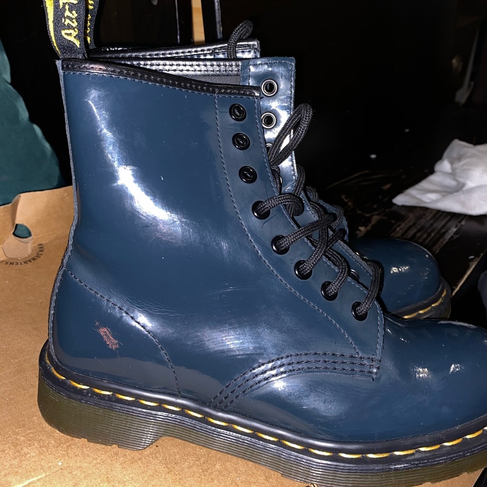 Navy Blue Patent Leather Dr. Martens